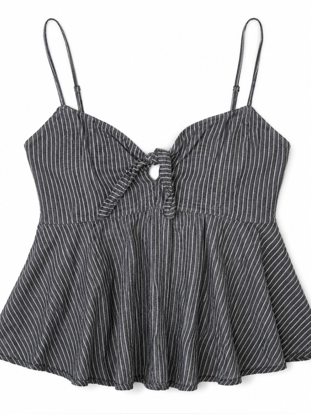 A&F Gray Striped Tie Front Babydoll Cami Small